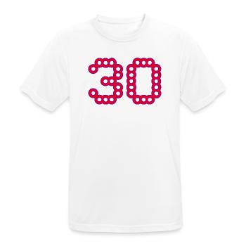30. 30 ANS. 30e ANNIVERSAIRE. ANNIVERSAIRE 30 ANS. - T-shirt respirant Homme - blanc - Devant - AI Model Male 185 dark (185cm)