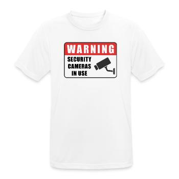 Warning CCTV Camera Badge Security Sign Icon - Men's Breathable T-Shirt - white - Front - AI Model Male 185 dark (185cm)
