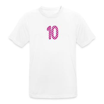 10. 10 JAHRE. 10-JÄHRIGES JUBILÄUM. 10-JÄHRIGES JUBILÄUM. - Männer T-Shirt atmungsaktiv - Weiß - Vorne - AI Model Male 185 dark (185cm)