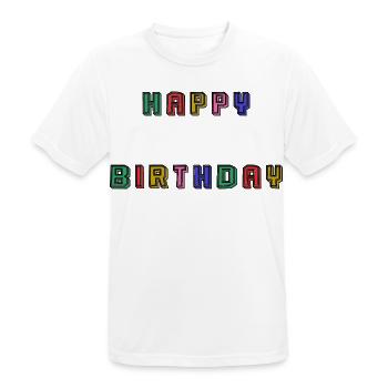 HAPPY BIRTHDAY - T-shirt respirant Homme - blanc - Devant - AI Model Male 185 dark (185cm)