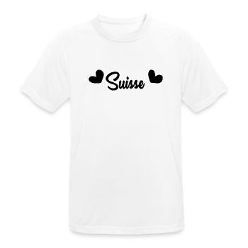 SUISSE. HUMOUR. PAYS. DRAPEAU. GENEVE. LAUSANNE - T-shirt respirant Homme - blanc - Devant - AI Model Male 185 dark (185cm)