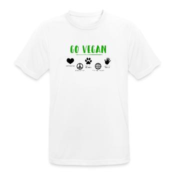 GO VEGAN - Männer T-Shirt atmungsaktiv - Weiß - Vorne - AI Model Male 185 dark (185cm)