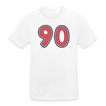 90. 90 JAHRE. 90-JÄHRIGES JUBILÄUM. 90-JÄHRIGES JUBILÄUM. - Männer T-Shirt atmungsaktiv - Weiß - Vorne - AI Model Male 185 dark (185cm)