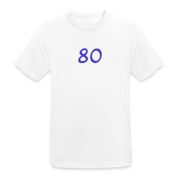 80. 80 JAHRE. 80-JÄHRIGES JUBILÄUM. 80. GEBURTSTAG. - Männer T-Shirt atmungsaktiv - Weiß - Vorne - AI Model Male 185 dark (185cm)