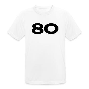 80. 80 JAHRE. 80-JÄHRIGES JUBILÄUM. 80. GEBURTSTAG. - Männer T-Shirt atmungsaktiv - Weiß - Vorne - AI Model Male 185 dark (185cm)