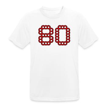 80. 80 ANS. 80e ANNIVERSAIRE. ANNIVERSAIRE 80 ANS. - T-shirt respirant Homme - blanc - Devant - AI Model Male 185 dark (185cm)