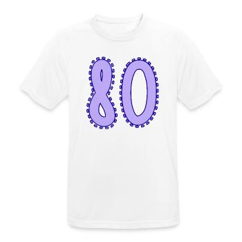 80. 80 ANS. 80e ANNIVERSAIRE. ANNIVERSAIRE 80 ANS. - T-shirt respirant Homme - blanc - Devant - AI Model Male 185 dark (185cm)