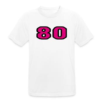 80. 80 JAHRE. 80-JÄHRIGES JUBILÄUM. 80. GEBURTSTAG. - Männer T-Shirt atmungsaktiv - Weiß - Vorne - AI Model Male 185 dark (185cm)