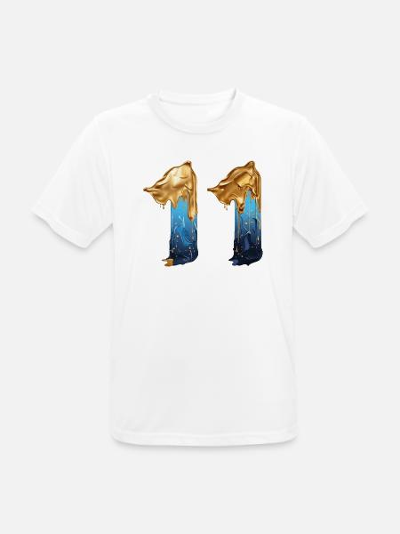 NEJ. 11 NUMMER 11 SEJ 11 ÅRS FØDSELSDAG - Herre T-shirt svedtransporterende - hvid