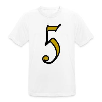 5. 5 ANS. 5e ANNIVERSAIRE. ANNIVERSAIRE 5 ANS - T-shirt respirant Homme - blanc - Devant - AI Model Male 185 dark (185cm)