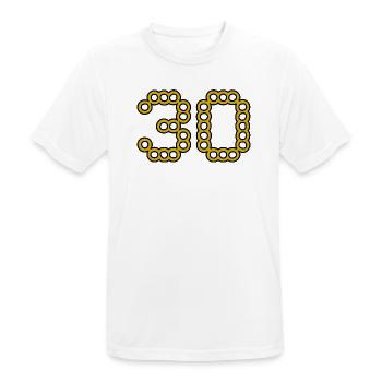 30. 30 ANS. 30e ANNIVERSAIRE. ANNIVERSAIRE 30 ANS. - T-shirt respirant Homme - blanc - Devant - AI Model Male 185 dark (185cm)