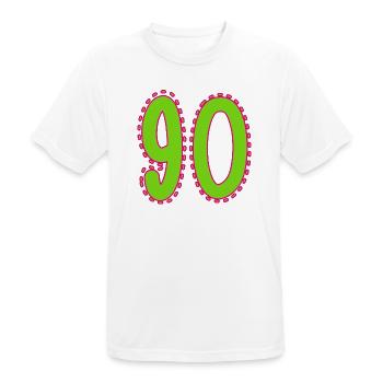 90. 90 ANS. 90e ANNIVERSAIRE. ANNIVERSAIRE 90 ANS. - T-shirt respirant Homme - blanc - Devant - AI Model Male 185 dark (185cm)