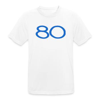 80. 80 JAHRE. 80-JÄHRIGES JUBILÄUM. 80. GEBURTSTAG. - Männer T-Shirt atmungsaktiv - Weiß - Vorne - AI Model Male 185 dark (185cm)