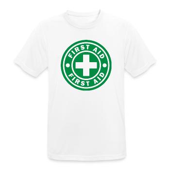 First Aid Medical Cross Sicherheitssymbol Vektor-Symbol - Männer T-Shirt atmungsaktiv - Weiß - Vorne - AI Model Male 185 dark (185cm)
