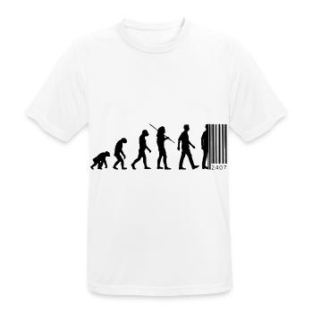 Evolution Barcode - Vom Affen zum Strichcode - Männer T-Shirt atmungsaktiv - Weiß - Vorne - AI Model Male 185 dark (185cm)