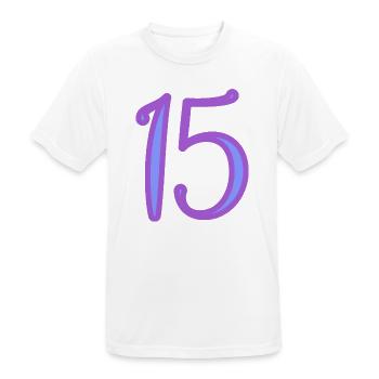 15. 15 ANS. 15e ANNIVERSAIRE. ANNIVERSAIRE 15 ANS. - T-shirt respirant Homme - blanc - Devant - AI Model Male 185 dark (185cm)