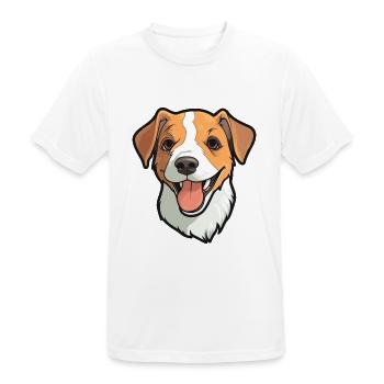 Russell Terrier Hunderasse Aquarell Cartoon Kawai - Männer T-Shirt atmungsaktiv - Weiß - Vorne - AI Model Male 185 dark (185cm)