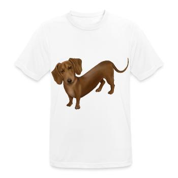 Dackel - Realistisch gemalter Kurzhaardackel - Männer T-Shirt atmungsaktiv - Weiß - Vorne - AI Model Male 185 dark (185cm)