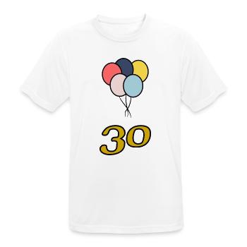 30. 30 ANS. 30e ANNIVERSAIRE. ANNIVERSAIRE 30 ANS. - T-shirt respirant Homme - blanc - Devant - AI Model Male 185 dark (185cm)