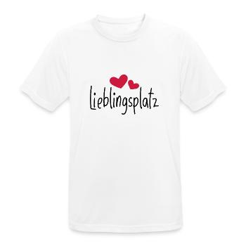 Lieblingsplatz Kissen mit Herz - Männer T-Shirt atmungsaktiv - Weiß - Vorne - AI Model Male 185 dark (185cm)