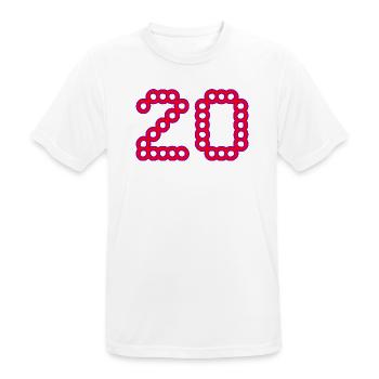 20. 20 YEARS. 20th ANNIVERSARY. 20 YEARS ANNIVERSARY. - Men's Breathable T-Shirt - white - Front - AI Model Male 185 dark (185cm)