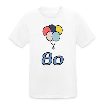 80. 80 ANS. 80e ANNIVERSAIRE. ANNIVERSAIRE 80 ANS. - T-shirt respirant Homme - blanc - Devant - AI Model Male 185 dark (185cm)