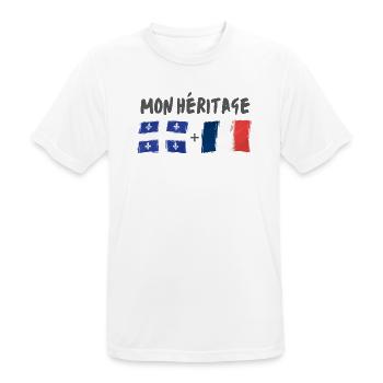 mon héritage france et québec - T-shirt respirant Homme - blanc - Devant - AI Model Male 185 dark (185cm)