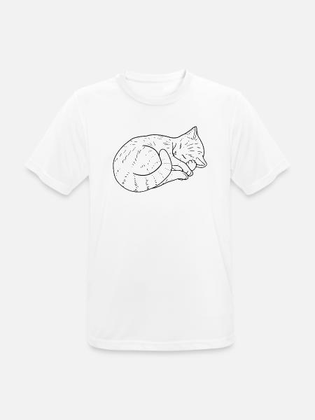 Katze Zeichnung - Männer T-Shirt atmungsaktiv - Weiß