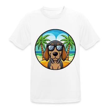 Black And Tan Coonhound Dog Breed Cartoon Beach - Men's Breathable T-Shirt - white - Front - AI Model Male 185 dark (185cm)