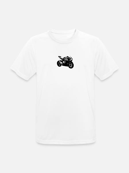 Motorrad - Männer T-Shirt atmungsaktiv - Weiß