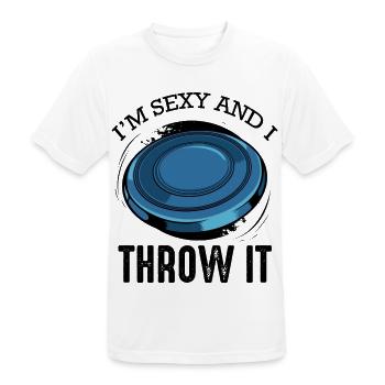 Disque de golf disant cadeau drôle de frisbee de jeu de mots - T-shirt respirant Homme - blanc - Devant - AI Model Male 185 dark (185cm)