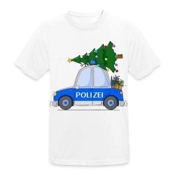 Polizeiauto Weihnachten - Männer T-Shirt atmungsaktiv - Weiß - Vorne - AI Model Male 185 dark (185cm)
