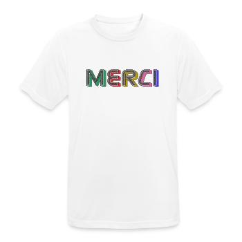 Vielen Dank - Männer T-Shirt atmungsaktiv - Weiß - Vorne - AI Model Male 185 dark (185cm)
