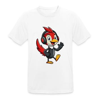 Woodpecker Lustige Zeichentrickfigur Kopfhörermusik - Männer T-Shirt atmungsaktiv - Weiß - Vorne - AI Model Male 185 dark (185cm)