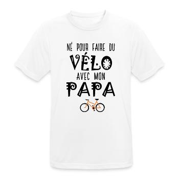 Né pour faire du vélo avec mon papa – Body Bébé - T-shirt respirant Homme - blanc - Devant - AI Model Male 185 dark (185cm)
