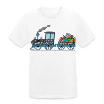 Children's train railway with trailer - Men's Breathable T-Shirt - white - Front - AI Model Male 185 dark (185cm)