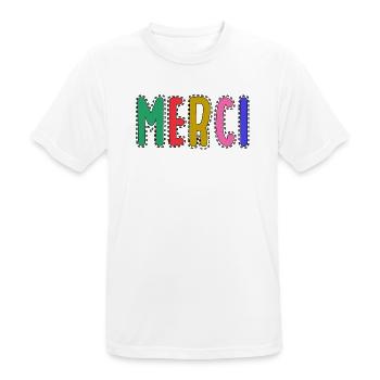 MERCI. MAÎTRESSE. MAÎTRE. MERCI MAÎTRESSE - T-shirt respirant Homme - blanc - Devant - AI Model Male 185 dark (185cm)
