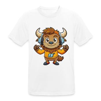 Bison Lustige Zeichentrickfigur Kopfhörer Musik - Männer T-Shirt atmungsaktiv - Weiß - Vorne - AI Model Male 185 dark (185cm)