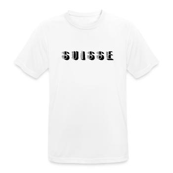 SUISSE. HUMOUR. PAYS. DRAPEAU. GENEVE. LAUSANNE - T-shirt respirant Homme - blanc - Devant - AI Model Male 185 dark (185cm)
