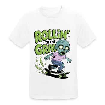 Rollin zum Grab - Männer T-Shirt atmungsaktiv - Weiß - Vorne - AI Model Male 185 dark (185cm)