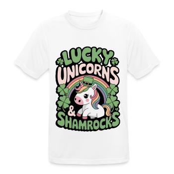 Lucky Unicorns & Shamrocks - Men's Breathable T-Shirt - white - Front - AI Model Male 185 dark (185cm)