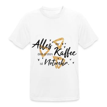 Alles vor dem ersten Kaffee ist notwehr - Männer T-Shirt atmungsaktiv - Weiß - Vorne - AI Model Male 185 dark (185cm)