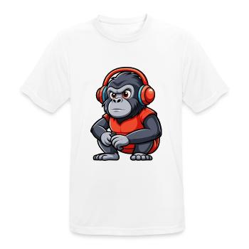Gorilla Lustige Zeichentrickfigur Kopfhörer Musik - Männer T-Shirt atmungsaktiv - Weiß - Vorne - AI Model Male 185 dark (185cm)