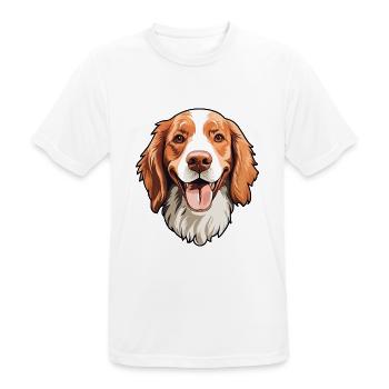 Irischer roter und weißer Setter Hund Rasse Aquarell ca - Männer T-Shirt atmungsaktiv - Weiß - Vorne - AI Model Male 185 dark (185cm)