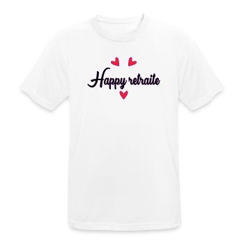 RETRAITE. RETRAITE. RETRAITEE. BONNE RETRAITE - T-shirt respirant Homme - blanc - Devant - AI Model Male 185 dark (185cm)
