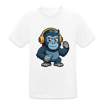 Gorilla Lustige Zeichentrickfigur Kopfhörer Musik - Männer T-Shirt atmungsaktiv - Weiß - Vorne - AI Model Male 185 dark (185cm)