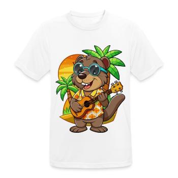 Lustige Biber Cartoon Sommer Strand Sonnenbrille - Männer T-Shirt atmungsaktiv - Weiß - Vorne - AI Model Male 185 dark (185cm)