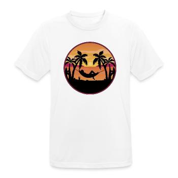 Palm Trees Hammock Sunset - Men's Breathable T-Shirt - white - Front - AI Model Male 185 dark (185cm)