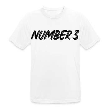 Number 3 - three - third - third - 3 - number 3 - Men's Breathable T-Shirt - white - Front - AI Model Male 185 dark (185cm)