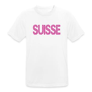 SUISSE. PAYS. GENEVE. HUMOUR. DRAPEAU. GENEVE - T-shirt respirant Homme - blanc - Devant - AI Model Male 185 dark (185cm)